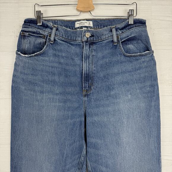 Abercrombie & Fitch Curve Love Jeans 33 / 16 L Tall Ultra High Rise 90s Straight - Picture 3 of 16